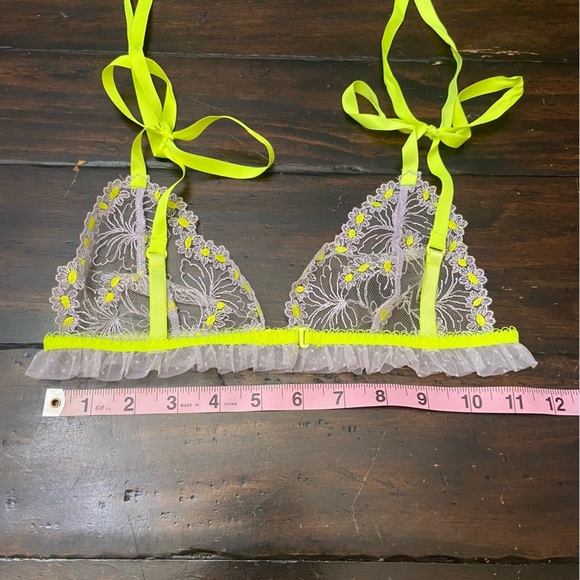 New! For Love And Lemons Neon Lace Sheer Bralette 1473 - Picture 5 of 8